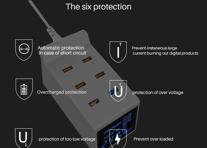Φορτιστής - Τροφοδοτικό Με 6 Εξόδους USB 40W & QC3.0 